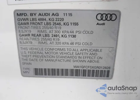 2016 Audi Q3 2.0T Premium Plus z USA, uszkodzony, nr VIN WA1GFCFSXGR012826